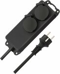 Extension Lead IP44 2-way black 2m H07RN-F 3G1,5