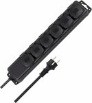 Extension Lead IP44 6-way black 2m H07RN-F 3G1,5