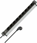 19 extension lead for cabinets 9-way black silver 2m H05VV-F 3G1,5, without switch