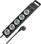 extension lead with surge protection 13.500 A 5-way black 2,5 m H05VV-F 3G1,5