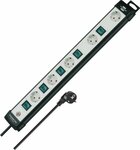 Technics extension lead 5-way black light grey 3m H05VV-F 3G1,5 individually switched sockets with special socket arrangement for charger unit