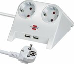 USB-Charger with 2x USB-2.0 charger 2100mA 2-way socket, white polished 1.8m H05VV-F 3G1.5