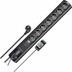 Switch 19.500A Extension Lead With Surge Protection 7-way black 2m H05VV-F 3G1,5 2 permanent, 5 switchable