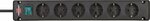 extension lead 6-way black 3m H05VV-F 3G1.5