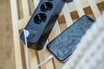 Extension Lead with USB-Charger 4way black black 1.5m H05VV-F 3G1.5 with switch