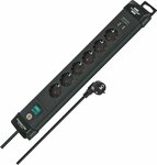 Extension Lead With USB-charger 6-way black 3m H05VV-F 3G1.5