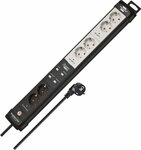 Connect WiFi Extension Lead 6-way (4x switchable, 2x permanent) 3m H05VV-F 3G1.5 black lightgrey