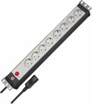 19 extension lead for cabinets 8-way black light grey 3m H05VV-F 3G1,0 19 format with IEC plug