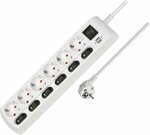 Extension lead individually switchable 6-way 2m H05VV-F 3G1.5 white