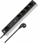 Extension Lead USB C Power Delivery 5-way grey black