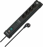 60.000A extension lead with surge protection 4-way black 1.8m H05VV-F 3G1.5