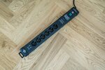 60.000A Extension Lead With Surge Protection with USB-Charger 6-way black  3m H05VV-F 3G1.5