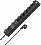 26000A extension lead with surge protection 6-way black 1.8m H05VV-F 3G1.5