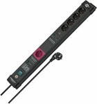 60.000A surge protection automatic extension lead 5-way 1 main socket 4-follow sockets black 3m H05VV-F 3G1,5