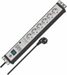 60.000A extension lead with surge protection 6-way black light grey 3m H05VV-F 3G1.5 19 format