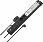 extension lead 6-way black light grey 3m H05VV-F 3G1.5 2 permanent, 4 switchable