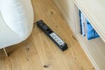 extension lead 6-way black light grey 3m H05VV-F 3G1.5 2 permanent, 4 switchable
