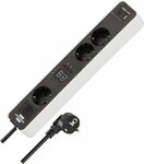Extension Lead 3-way with countdown timer, 1x USB A, 1x USB C, white black, 1,5m H05VV-F 3G1,5