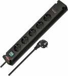 extension lead with 2 USB C charging sockets 5-way black 3m H05VV-F3G1.5