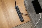extension lead with 2 USB C charging sockets 4-way black 1.5m H05VV-F3G1.5