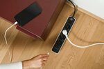 extension lead with 2 USB C charging sockets 4 sockets white black 1.5m H05VV-F3G1.5