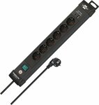 extension lead 6-way with USB C PD 30W and USB A 18W black 3m H05VV-F 3G1.5