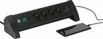 Premium Office-Line extension lead 4-way black with USB C PD 30W and USB A 18W, 1.8m H05VV-F3G1.5