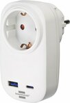 Socket Adapter with USB C Power Delivery 20W, 1x USB A 18W white