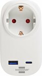 Socket Adapter with USB C Power Delivery 20W, 1x USB A 18W white