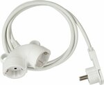 Quality plastic extension cable 3m H05VV-F 3G1.5 white with a flat plug and double coupling