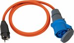 Adapter Cable IP44 for Camping Maritim 1,5m orange H07RN-F 3G2.5 earthed plug, CEE socket 230V 16A