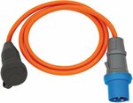 Camping Maritime Adapter Cable IP44 1,5m orange H07RN-F 3G2,5 earthed socket, CEE plug 230V 16A