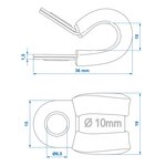 Cable clamp 10 mm with rubber protection x10 pieces