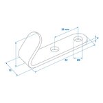 Screw-on hook metal 52 x 13 x 2 mm