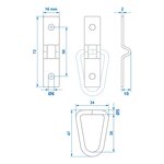 Cargo lashing D-ring 2 parts 72 x 16 mm
