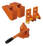 Hydraulic jack with leveller for twin axle