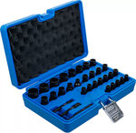 Twist Socket Set (Spiral Profile) / Screw Extractor (1/4) / (3/8) Drive Metric and Inch Sizes 32 pcs