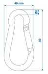 Carabiner metal 8x80mm x10 pieces