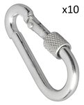 Metal snap hook 6x60mm with screw lock x10 pieces