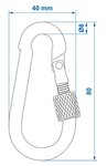 Carabiner hook metal 8x80mm with screw closure x10 pieces