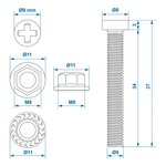 Screw set M8 6-piece for socket x5 pieces