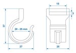Tent clip for tent pole 20-25mm with slot black x10 stuks