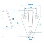 Rope hook metal 40x45mm curved x5 pieces