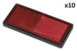 Reflector red 85x39mm self-adhesive with base plate x10 pieces