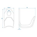 Screw-on Hook Metal 37 x 25 x 3 mm x5 pieces