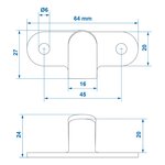 Metal rope hook 65x27 mm curved x10 pieces
