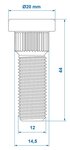Wheel Bolt M12x1.5 Knurled 14.5 mm x10 pieces