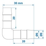 Angled Hose Barb 8 mm x10 pieces