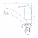 Ceramic Mixer Tap Carino 12V diameter 33 mm chrome x5 pieces