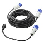 CEE set with 20 m extension cable 3x1.5 mm and 40 cm adapter cable from Schuko plug to CEE in storage bag